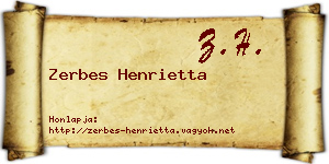 Zerbes Henrietta névjegykártya